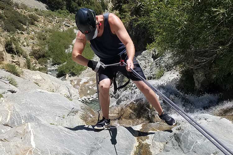 Overhead photo of a man rappelling while in adventure therapy for marijuana addiction treatment in Vista, CA.