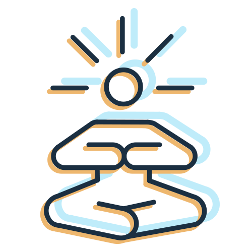 Icon of a man sitting in lotus position with higher awareness.
