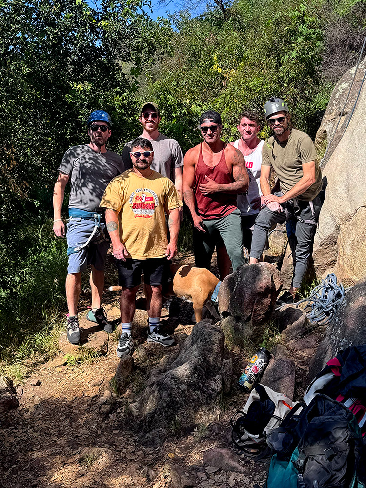 Group of men in addiction treatment participating in group activity at a rehab center in Vista, CA